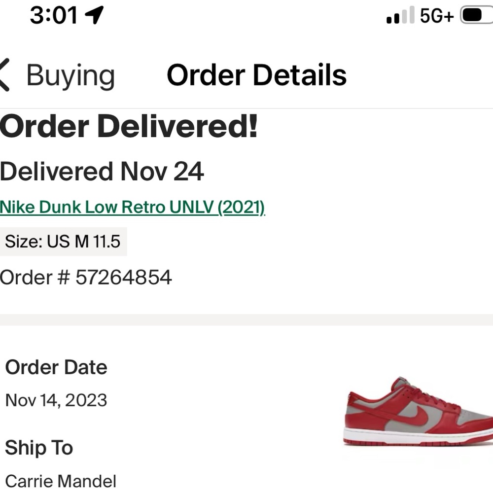 Nike UNLV Dunk Low Retro Sneakers Grey / White / Red  Men’s 11.5 - Picture 15 of 16